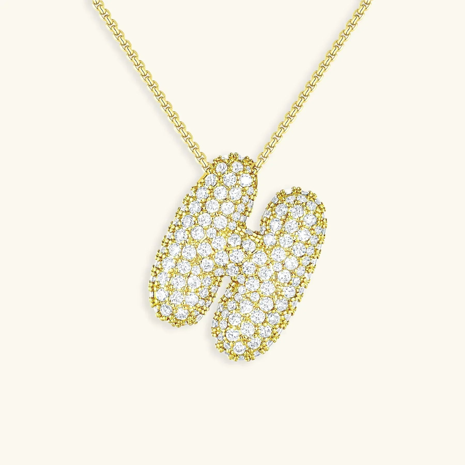 Initial Diamond Necklace with Bubble Design