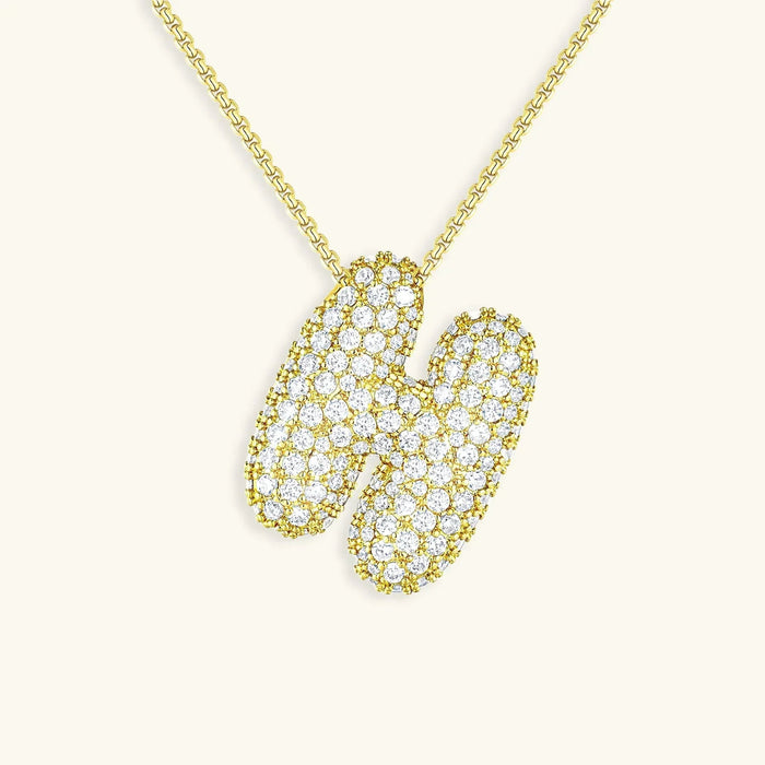 Initial Diamond Necklace with Bubble Design