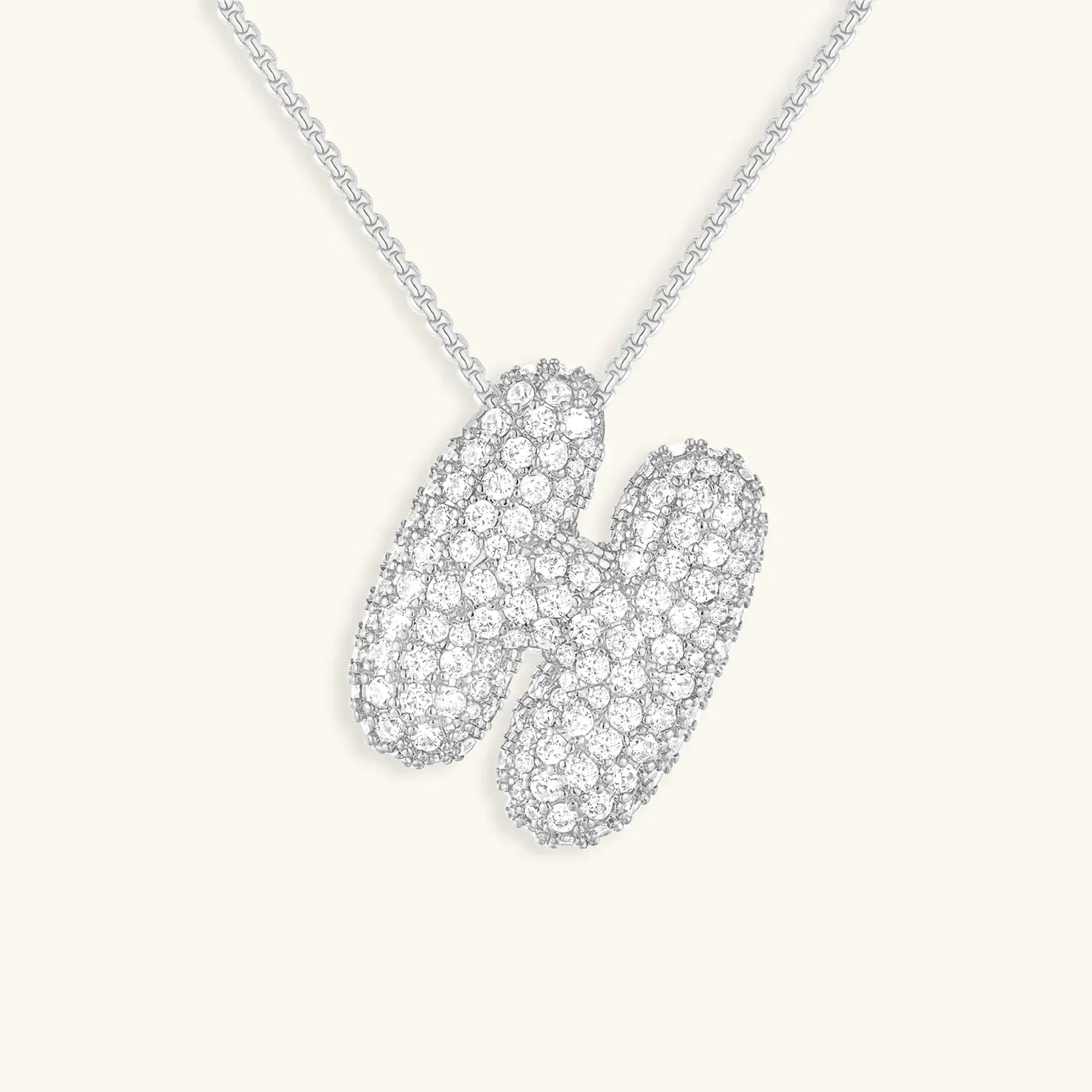 Initial Diamond Necklace with Bubble Design
