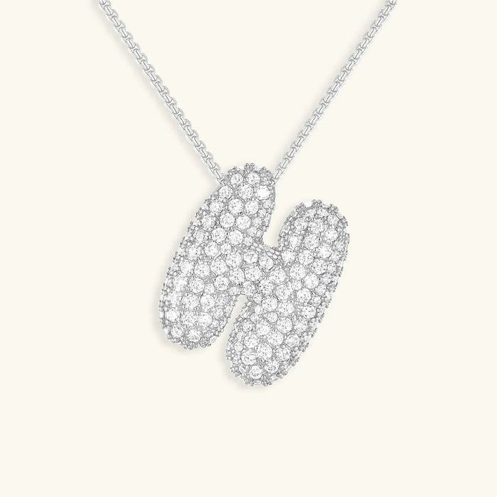 Initial Diamond Necklace with Bubble Design