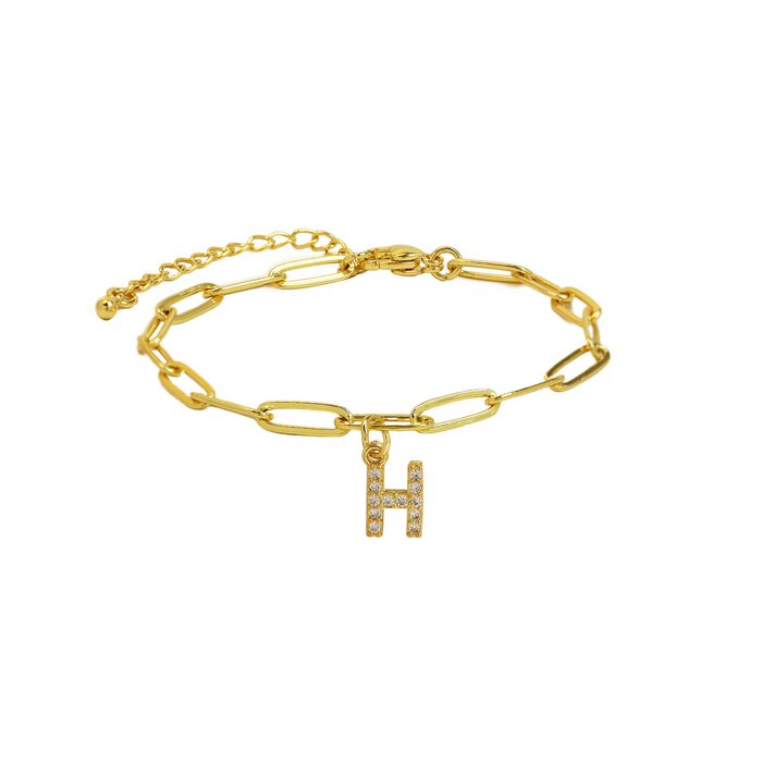 Natasha Paperclip Letter Initial Bracelet
