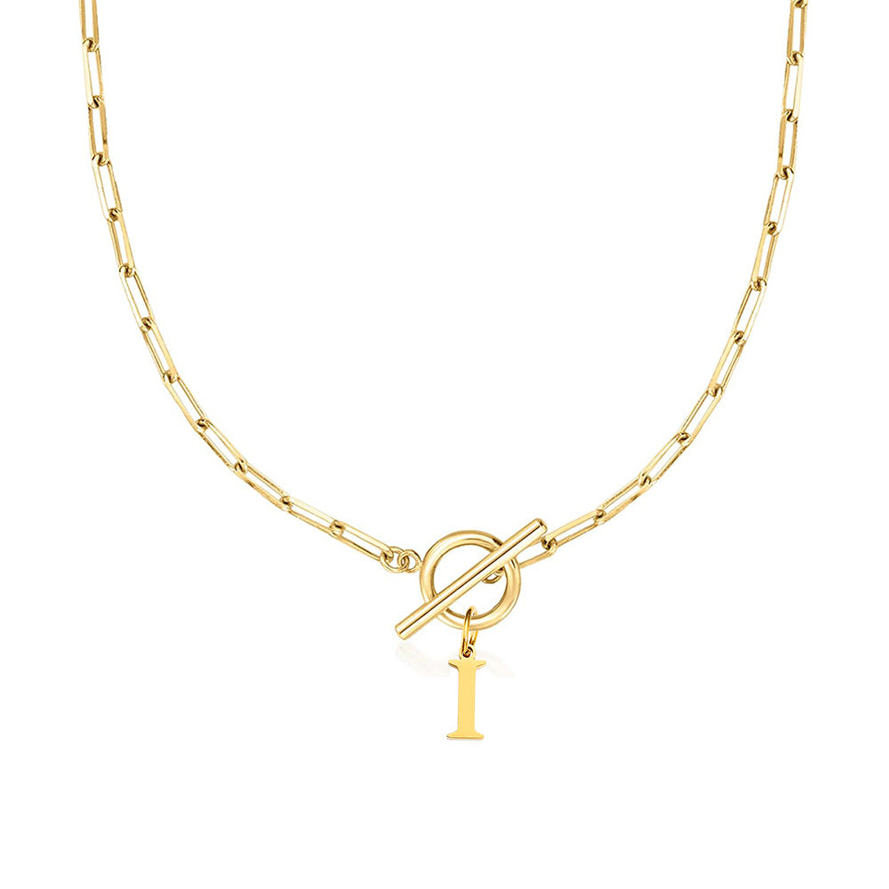 Emily Letter Initial Circle Lock Clasp Necklace