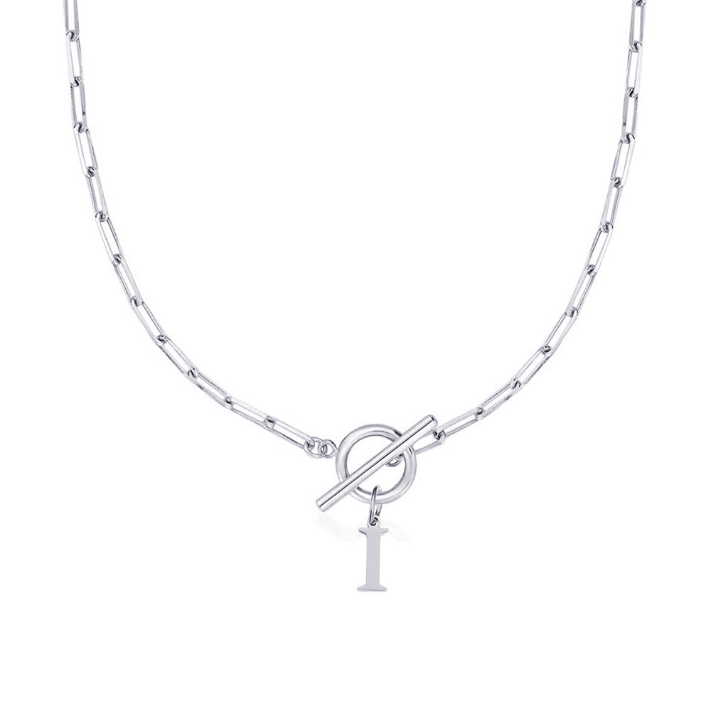Emily Letter Initial Circle Lock Clasp Necklace