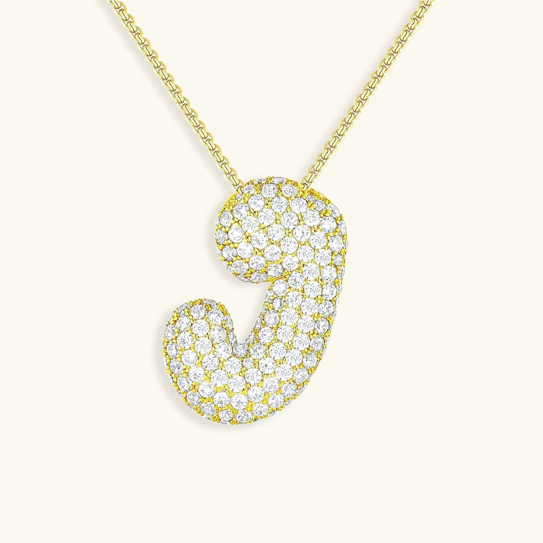 Initial Diamond Necklace with Bubble Design