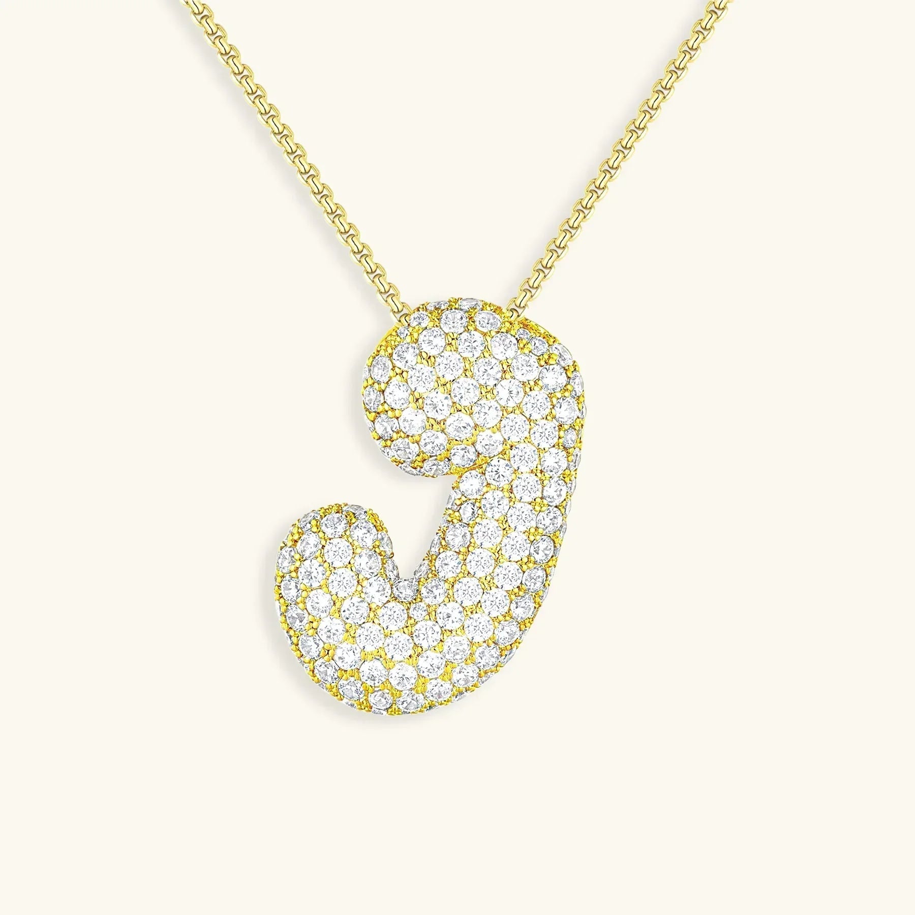 Initial Diamond Necklace with Bubble Design