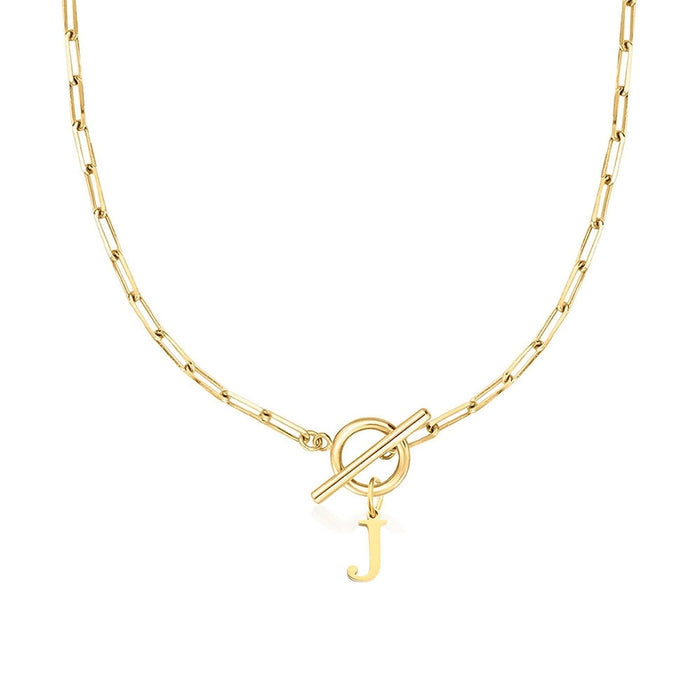 Emily Letter Initial Circle Lock Clasp Necklace