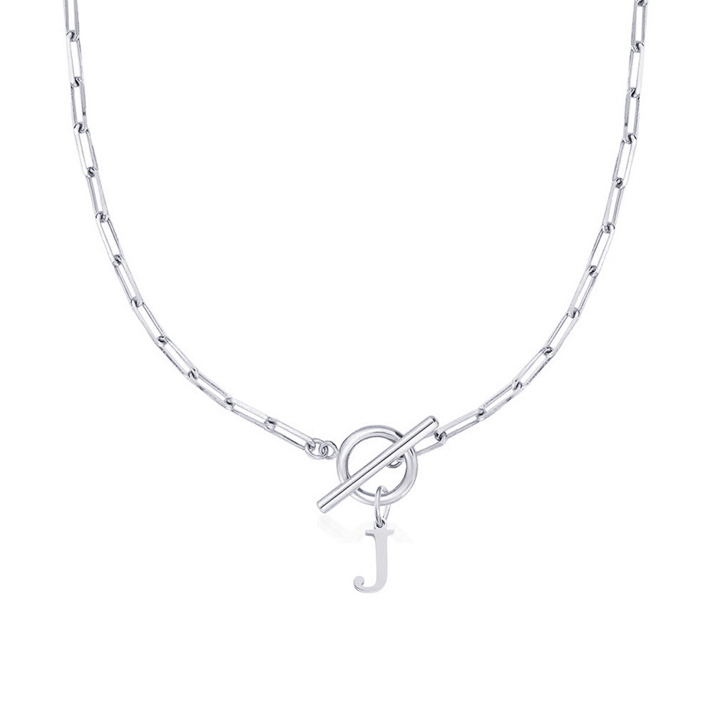 Emily Letter Initial Circle Lock Clasp Necklace
