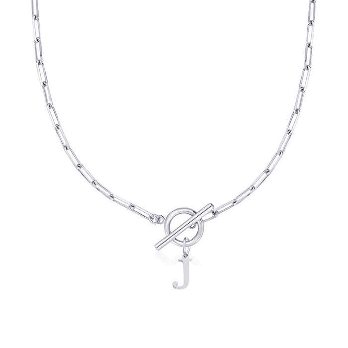 Emily Letter Initial Circle Lock Clasp Necklace
