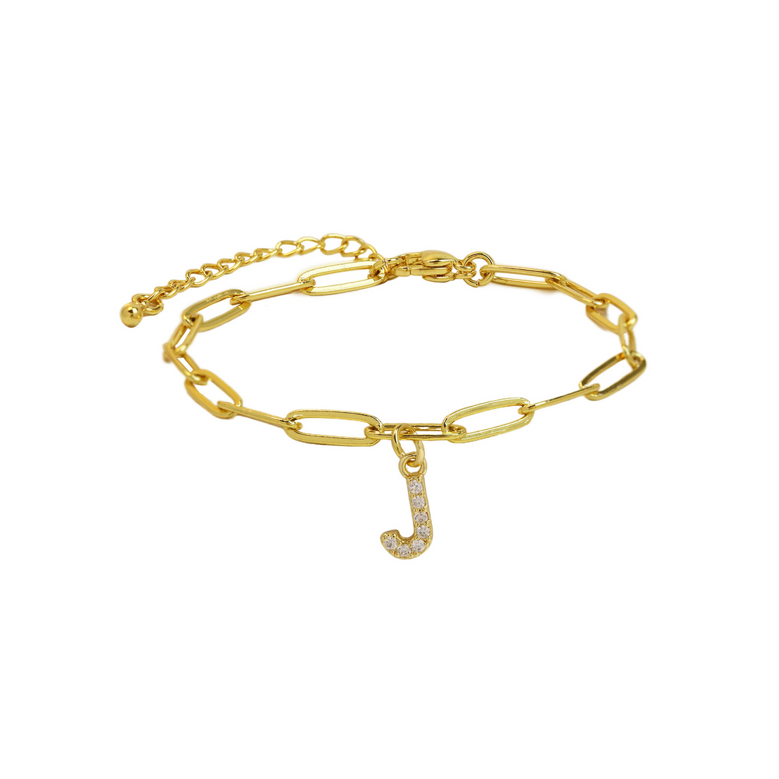 Natasha Paperclip Letter Initial Bracelet