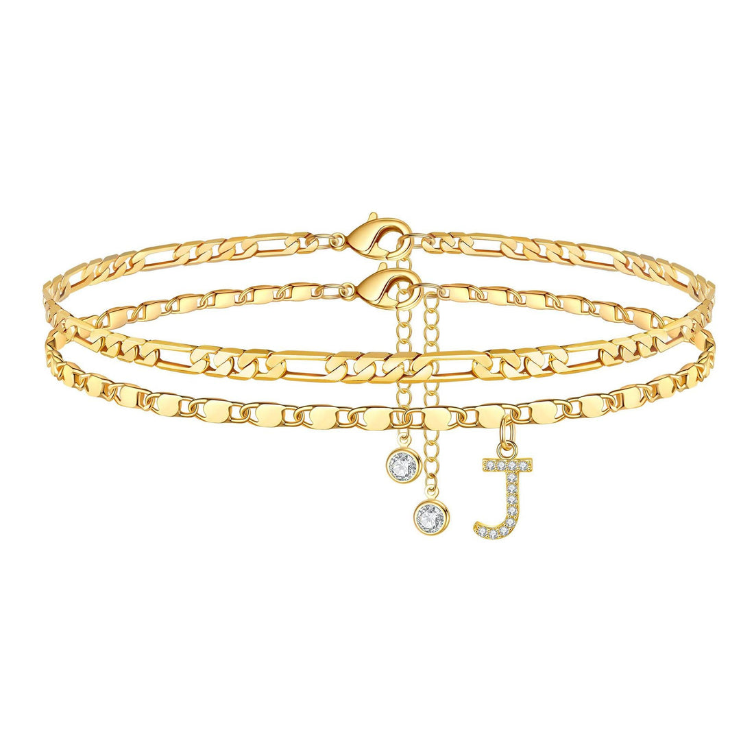 Molly Letter Initial 14k Diamond Anklet