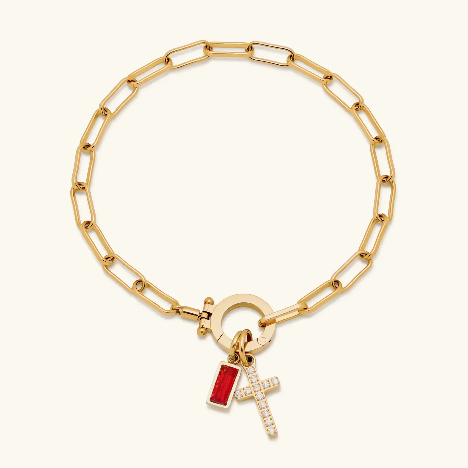 Birthstone Cross Bracelet