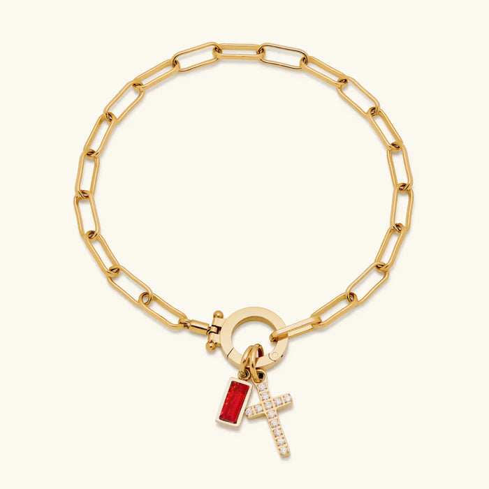 Birthstone Cross Bracelet