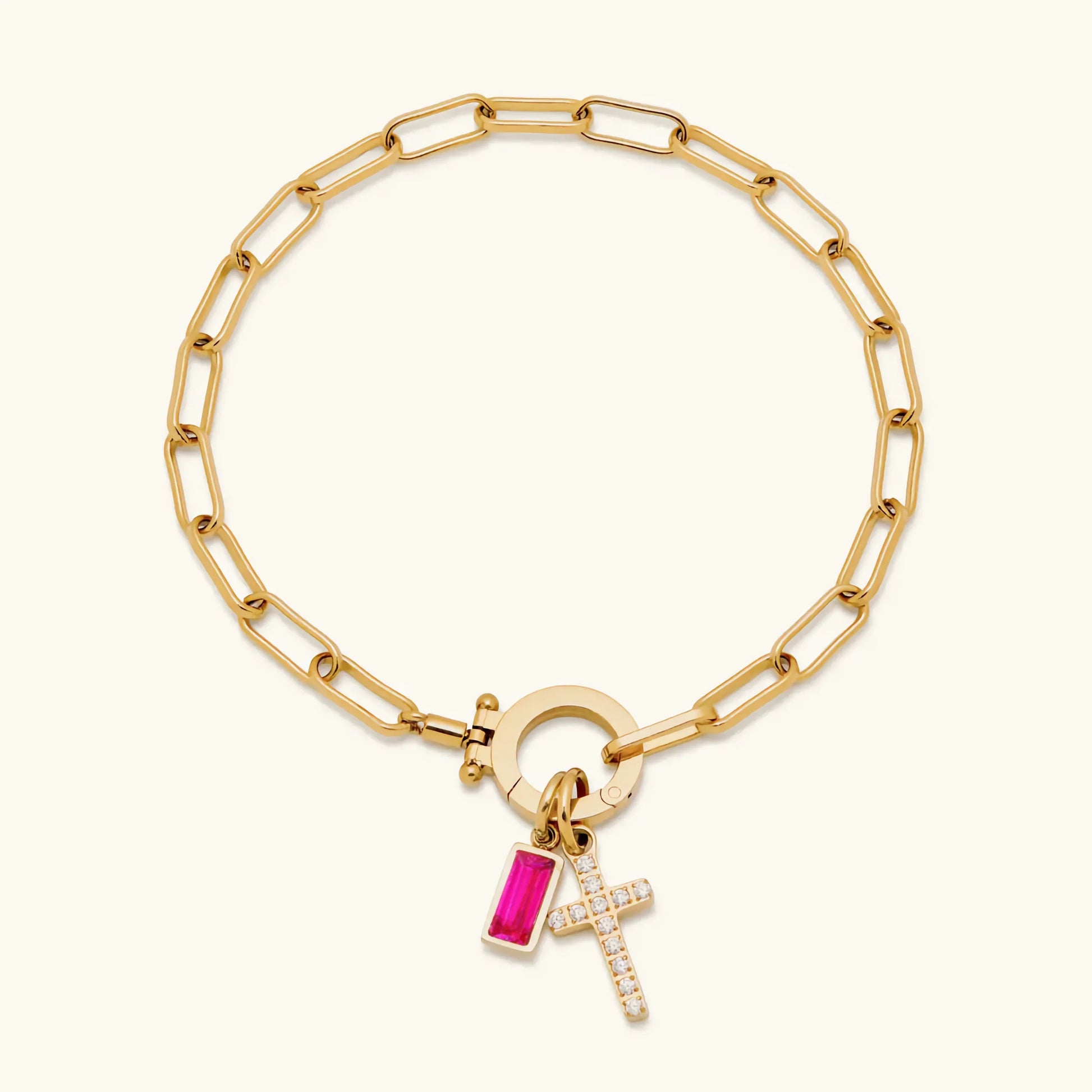 Birthstone Cross Bracelet