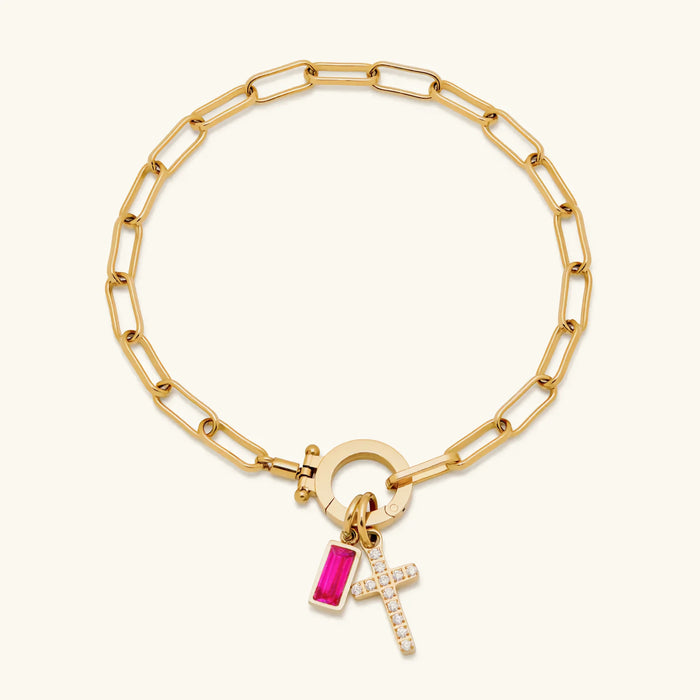 Birthstone Cross Bracelet