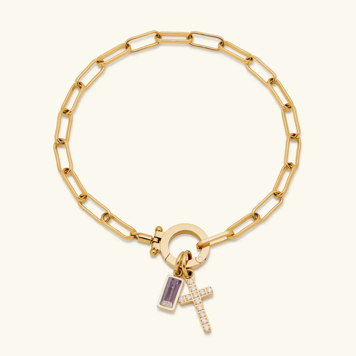 Birthstone Cross Bracelet