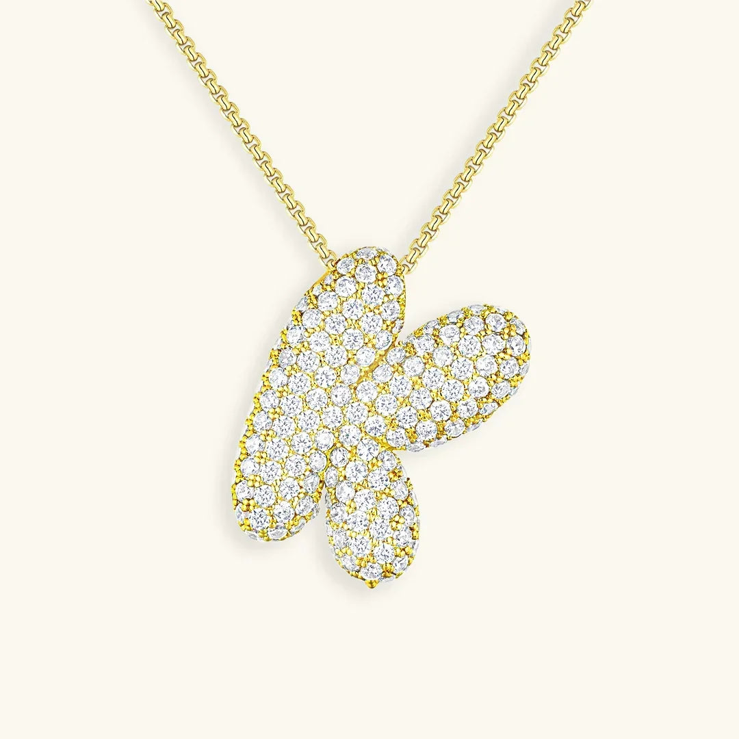 Initial Diamond Necklace with Bubble Design