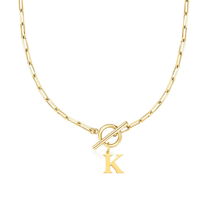 Emily Letter Initial Circle Lock Clasp Necklace