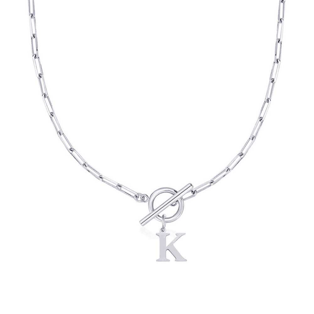 Emily Letter Initial Circle Lock Clasp Necklace