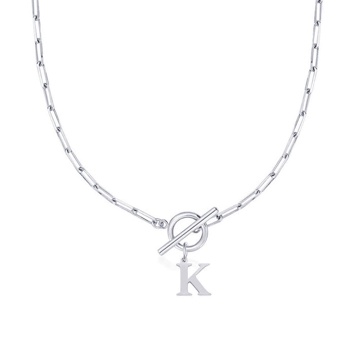 Emily Letter Initial Circle Lock Clasp Necklace