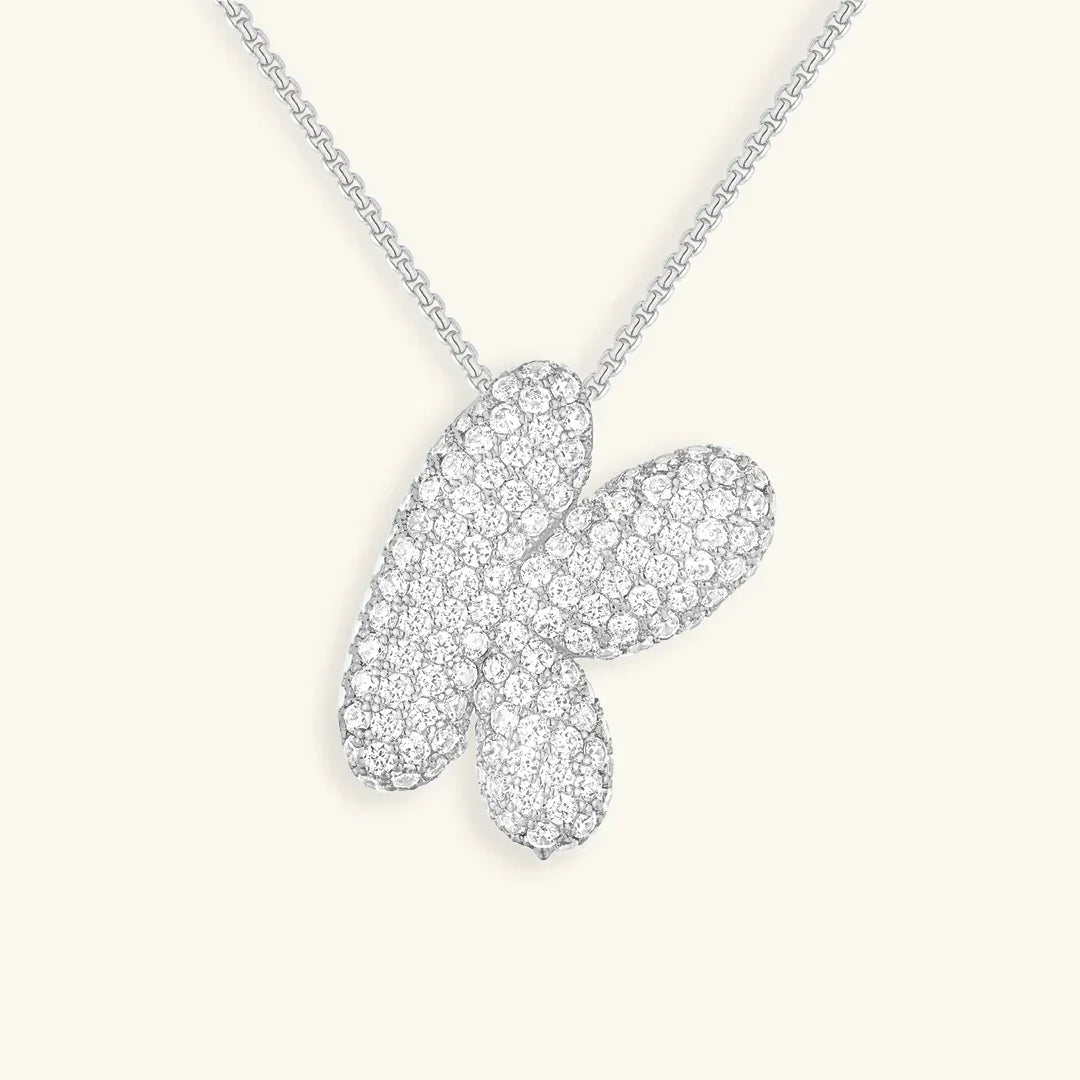 Initial Diamond Necklace with Bubble Design