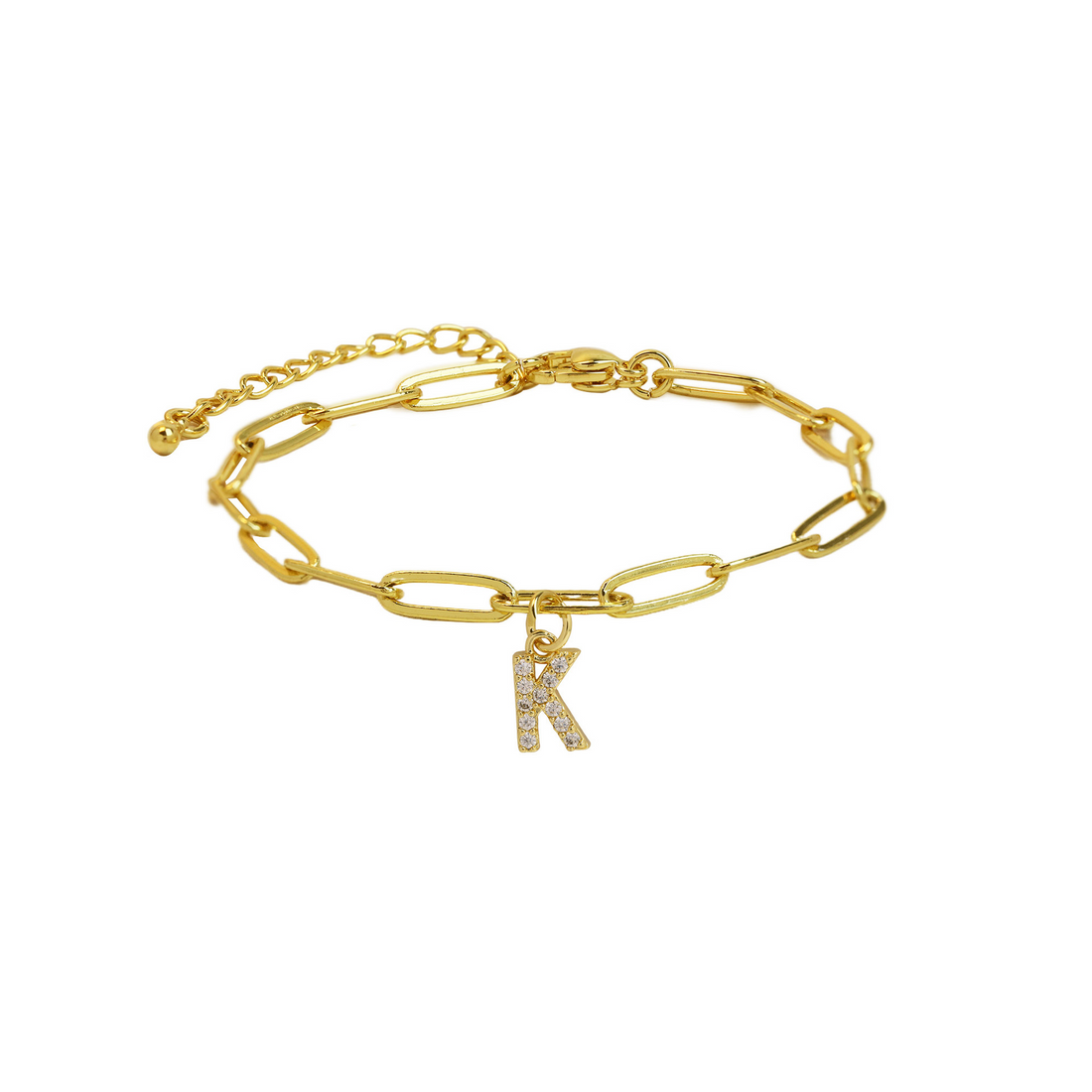 Natasha Paperclip Letter Initial Bracelet