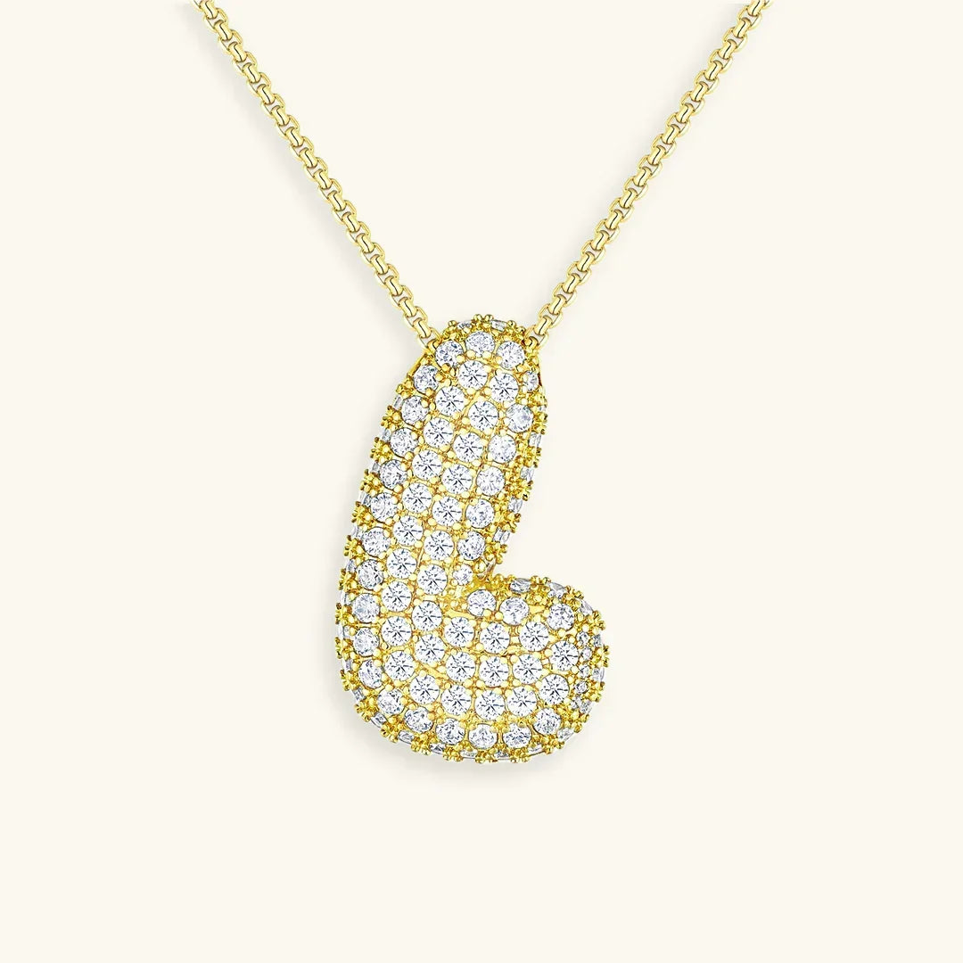 Initial Diamond Necklace with Bubble Design