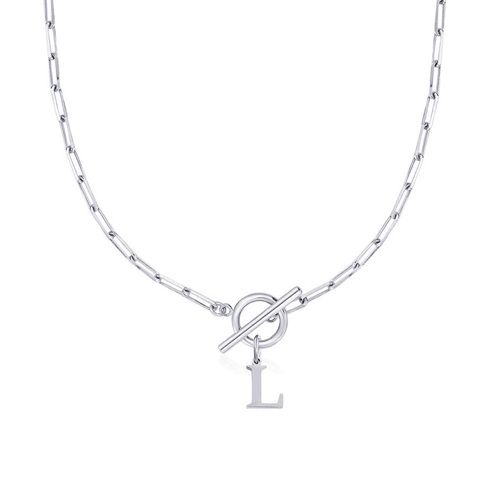 Emily Letter Initial Circle Lock Clasp Necklace