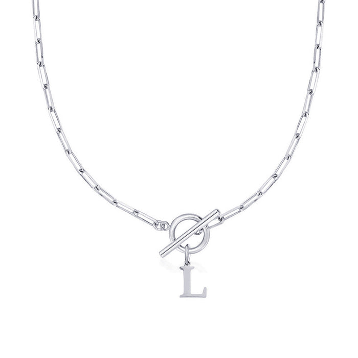 Emily Letter Initial Circle Lock Clasp Necklace