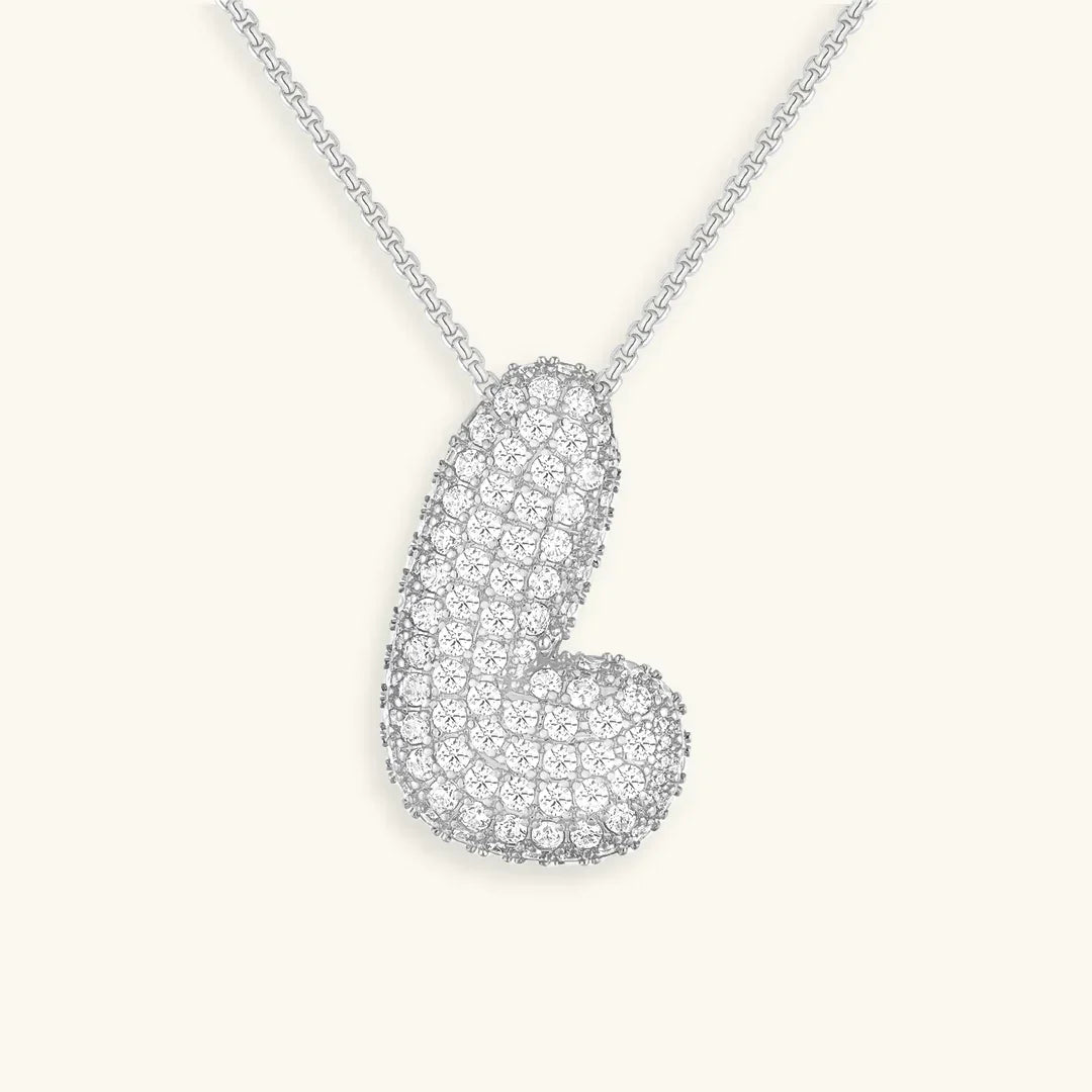 Initial Diamond Necklace with Bubble Design