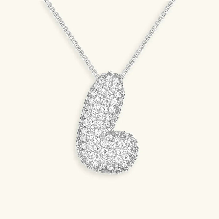 Initial Diamond Necklace with Bubble Design