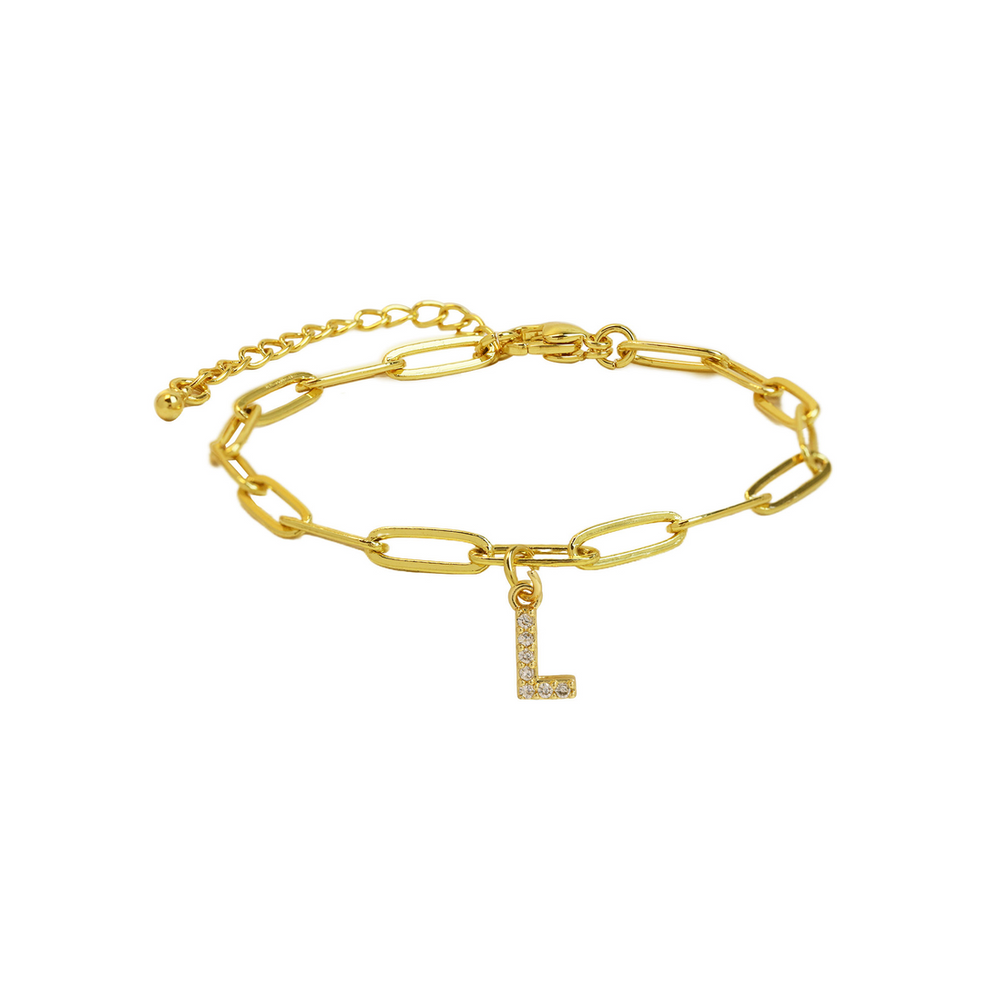 Natasha Paperclip Letter Initial Bracelet