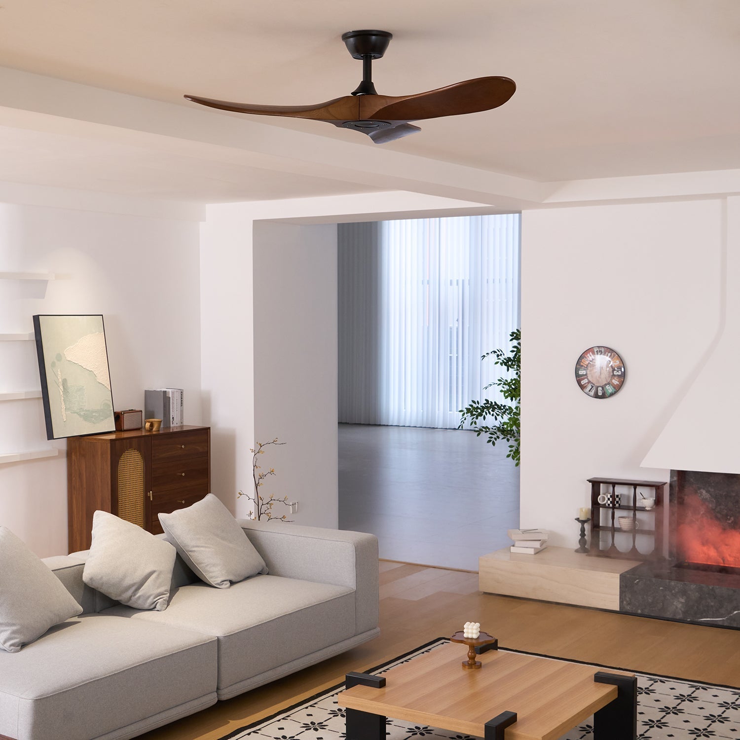 Stylish Walnut Wood Ceiling Fan with Remote Control