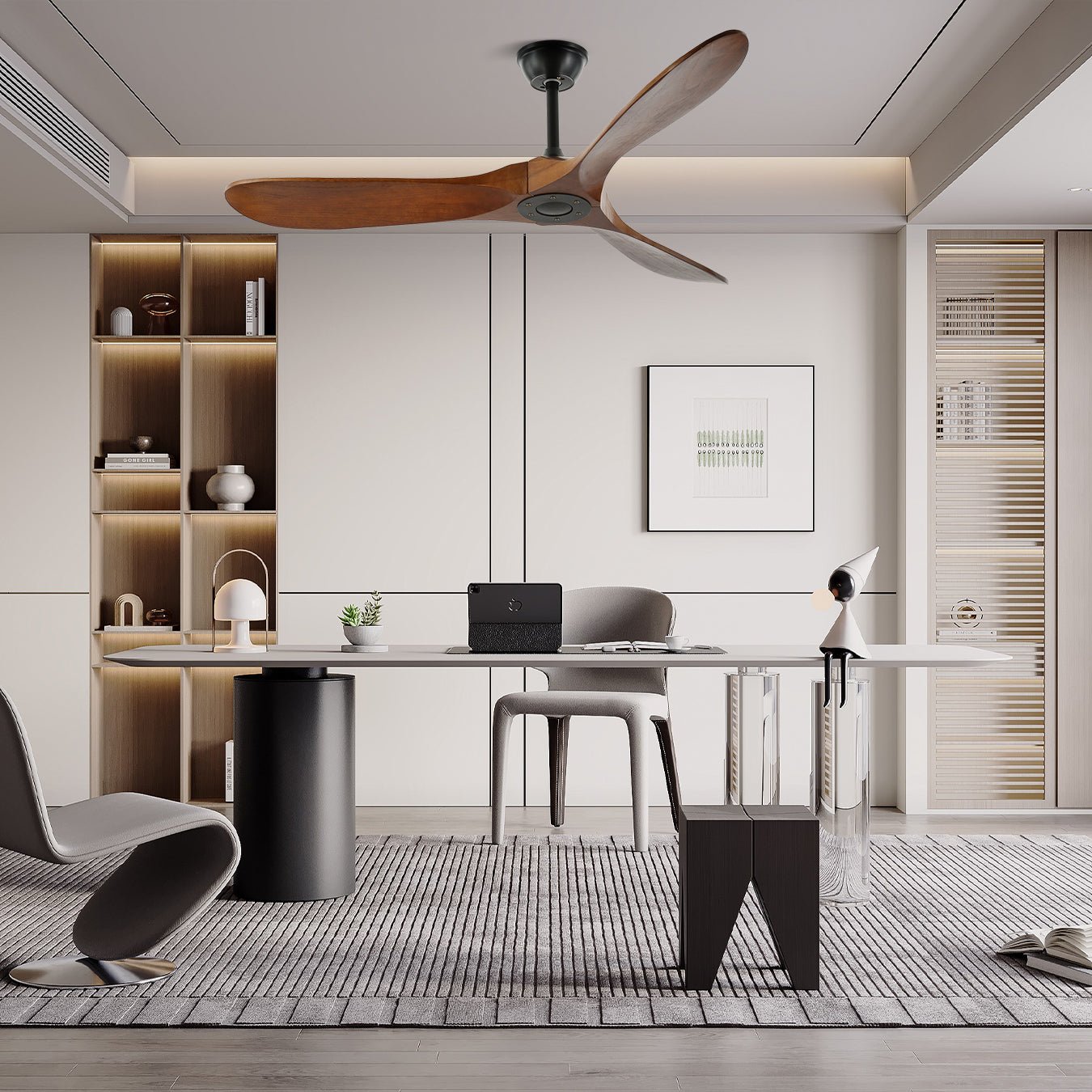 Stylish Walnut Wood Ceiling Fan with Remote Control