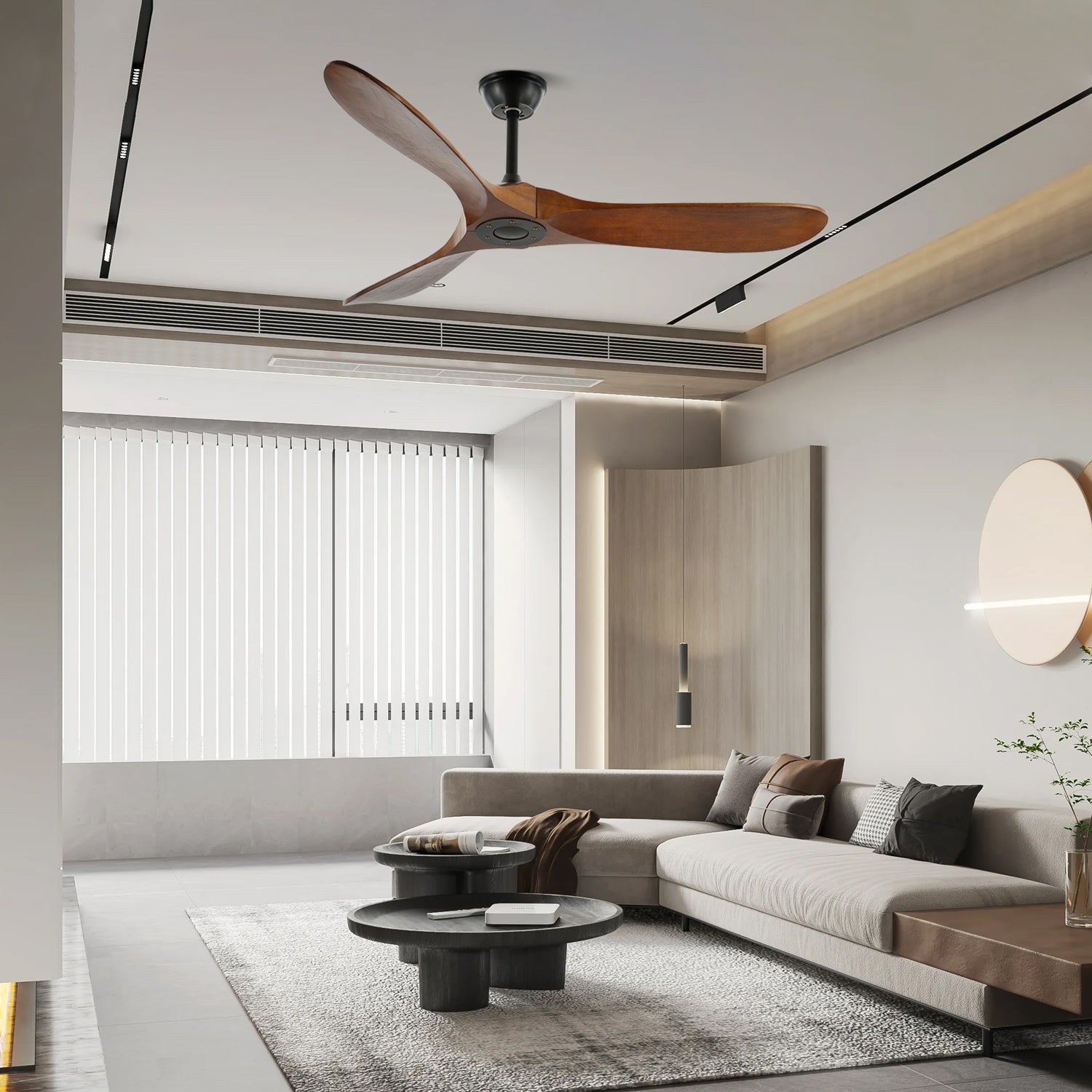 Stylish Walnut Wood Ceiling Fan with Remote Control