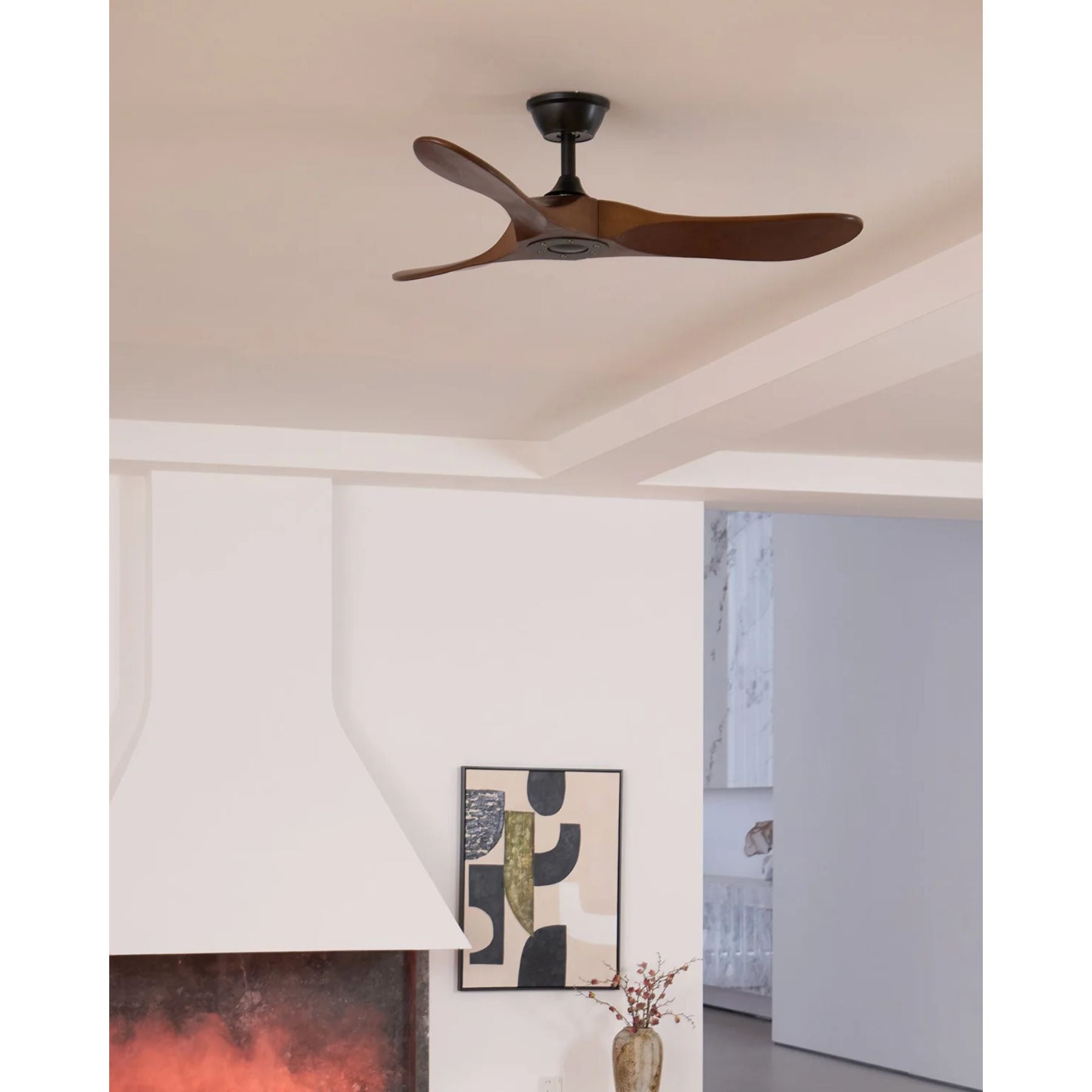 Stylish Walnut Wood Ceiling Fan with Remote Control