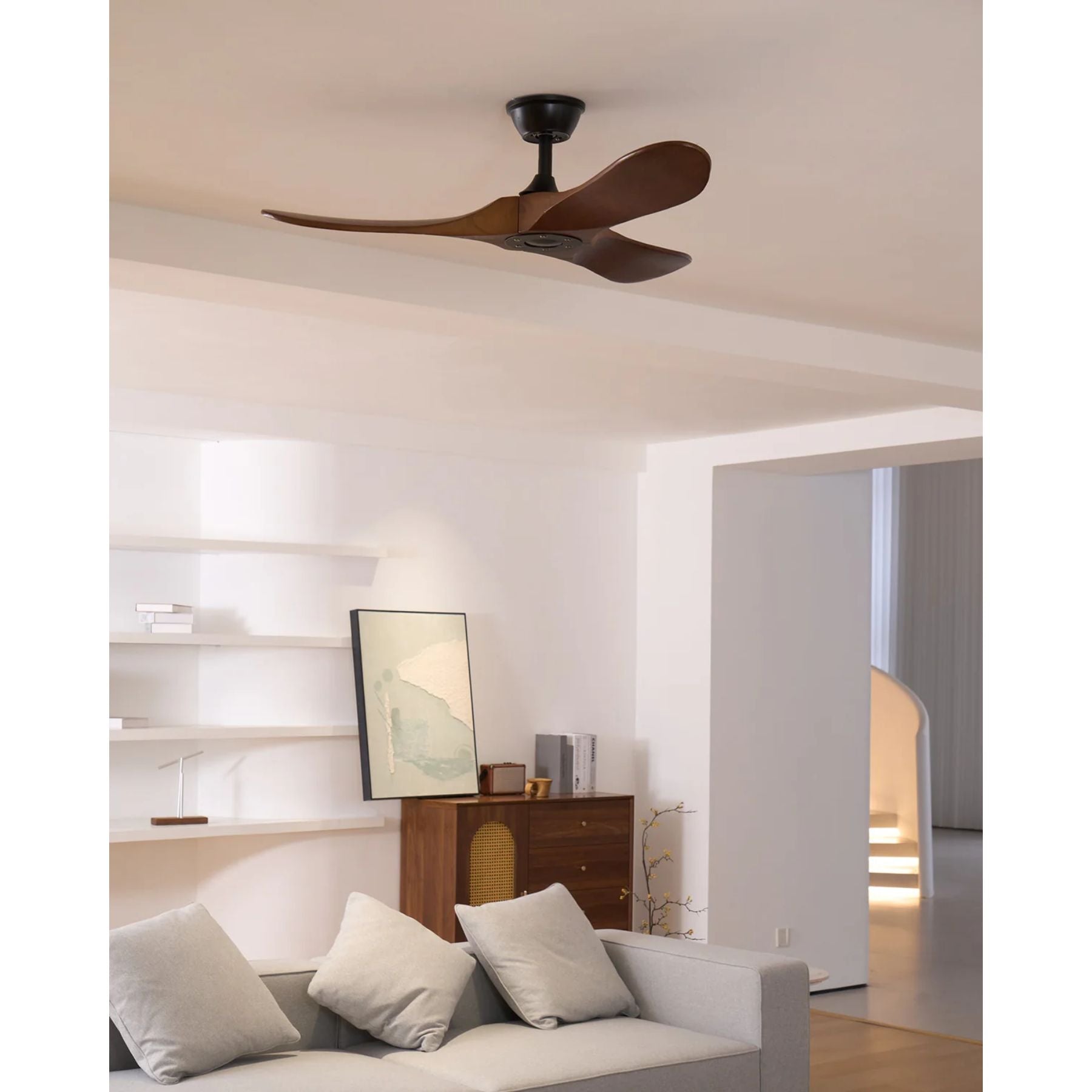 Stylish Walnut Wood Ceiling Fan with Remote Control