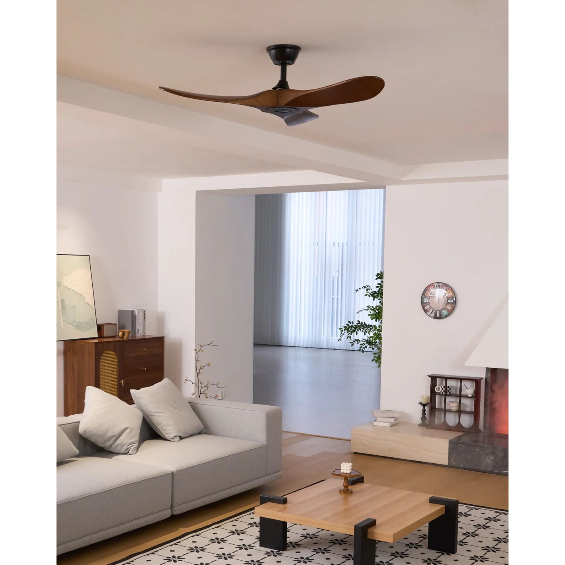 Stylish Walnut Wood Ceiling Fan with Remote Control