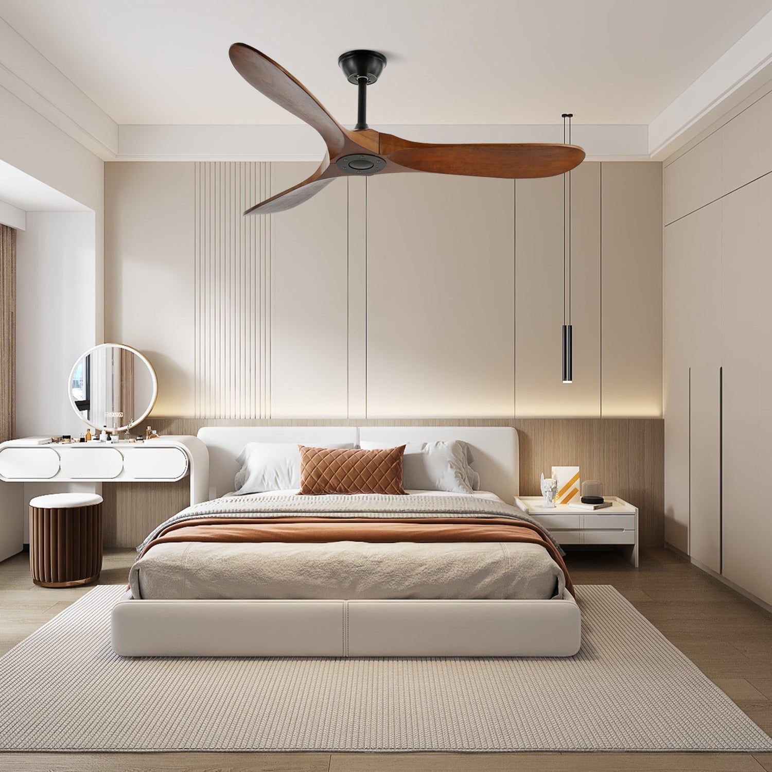 Stylish Walnut Wood Ceiling Fan with Remote Control