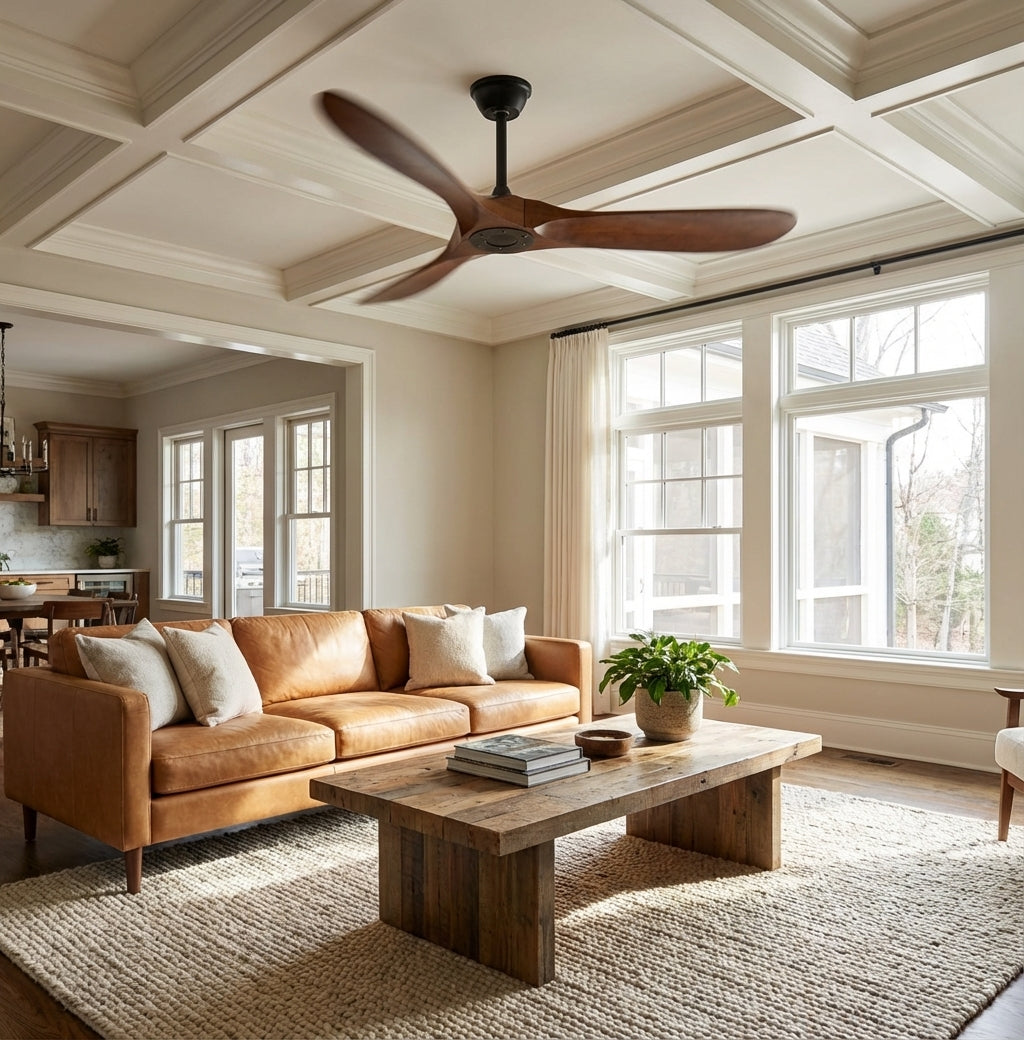 Stylish Walnut Wood Ceiling Fan with Remote Control