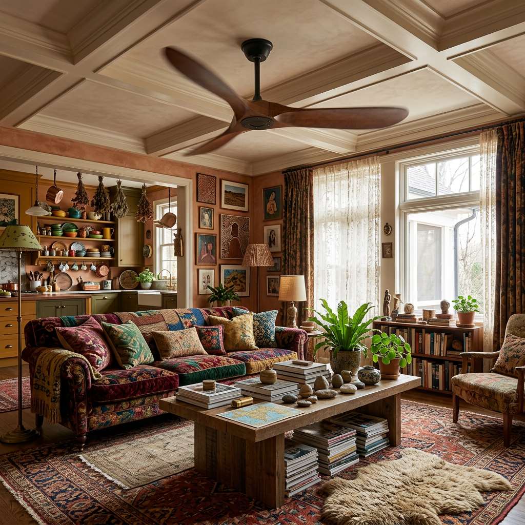 Stylish Walnut Wood Ceiling Fan with Remote Control