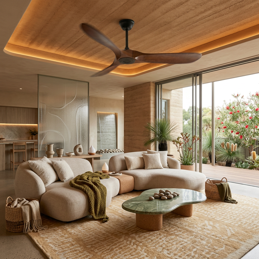 Stylish Walnut Wood Ceiling Fan with Remote Control