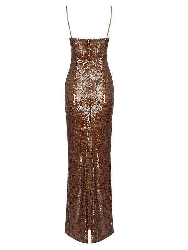 Vianne | Brown Sequin Dress-Dresses-Urban Devyne-Urban Devyne