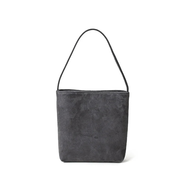 Amelia | Suede Leather Bucket Shoulder Bag-Shoulder Bag-Urban Devyne-Elephant Gray-Urban Devyne