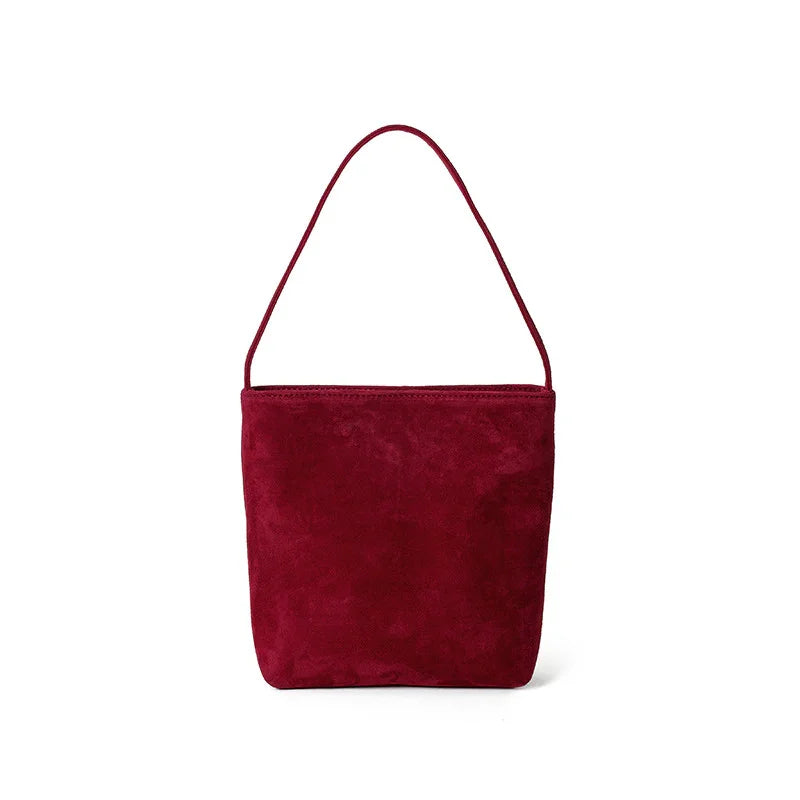Amelia | Suede Leather Bucket Shoulder Bag-Shoulder Bag-Urban Devyne-Wine Red-Urban Devyne