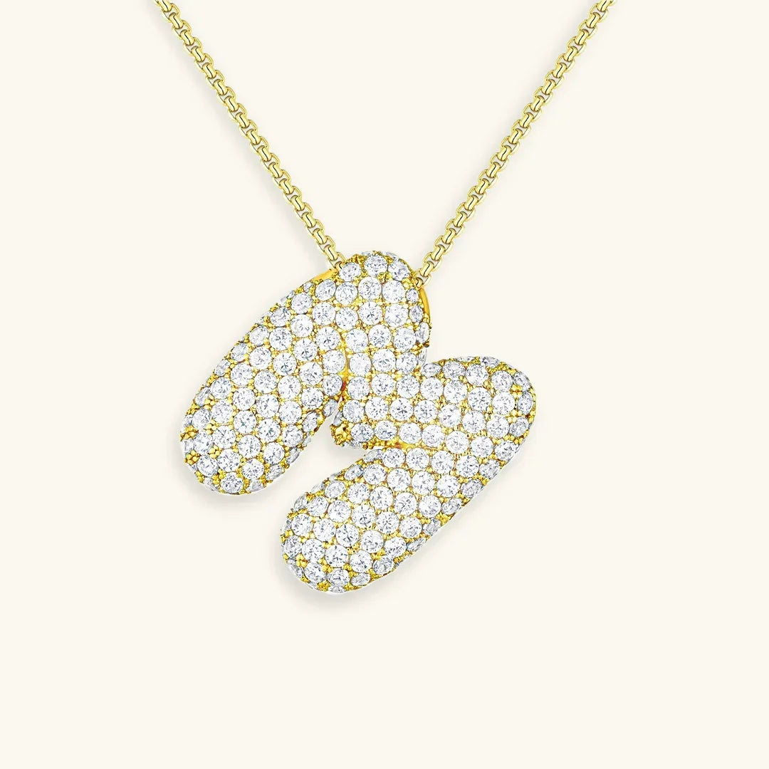 Initial Diamond Necklace with Bubble Design