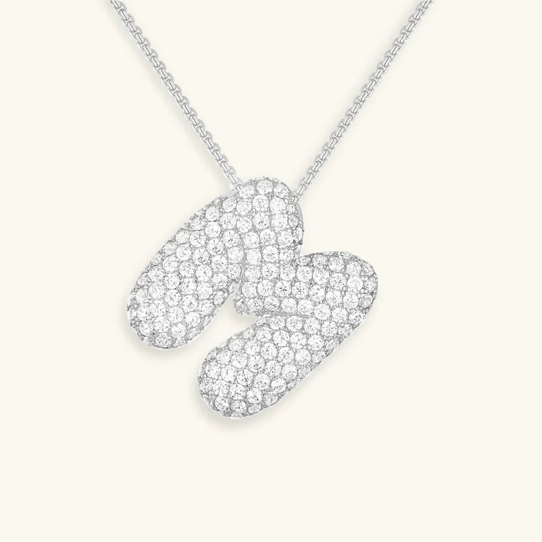 Initial Diamond Necklace with Bubble Design