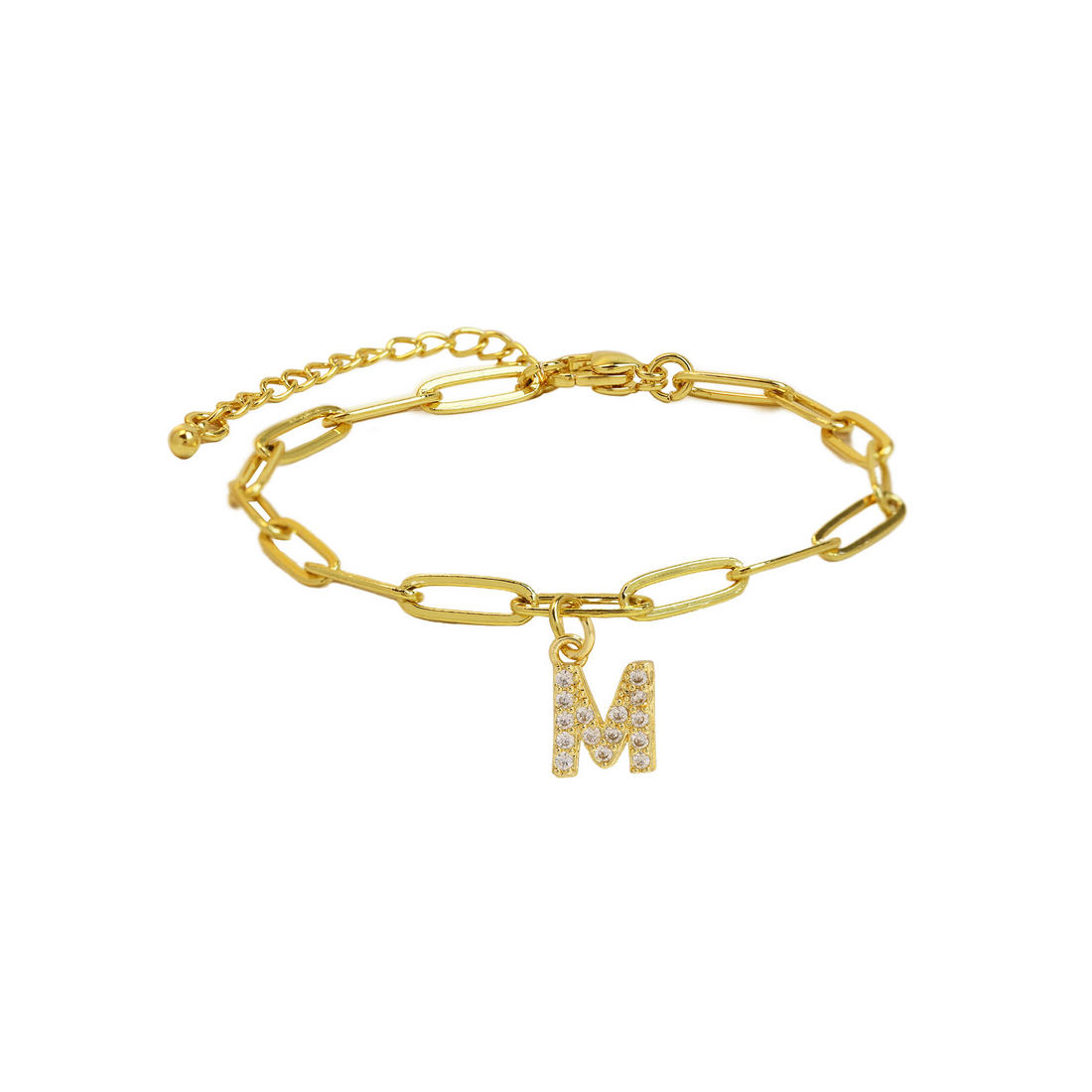 Natasha Paperclip Letter Initial Bracelet