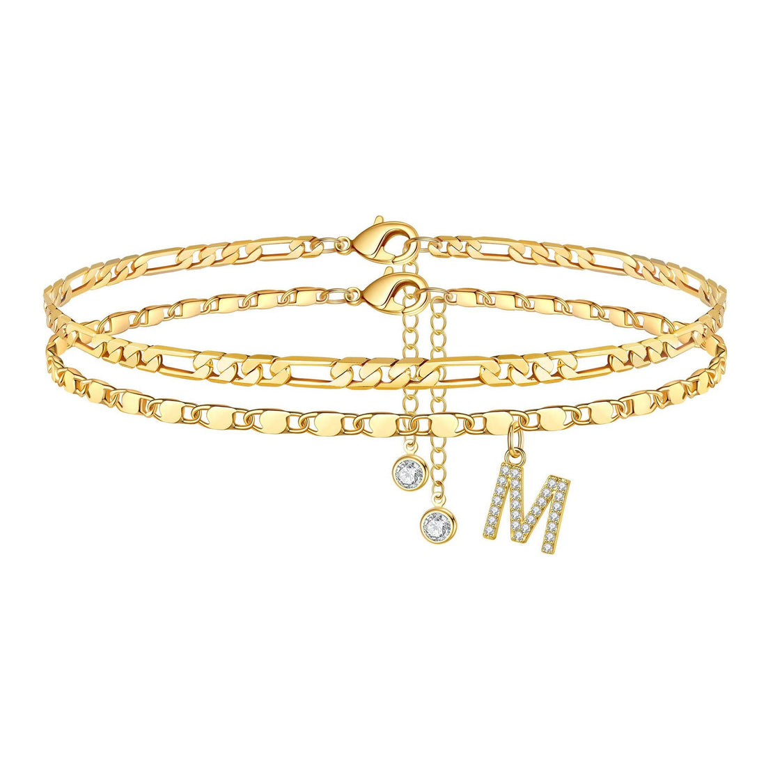 Molly Letter Initial 14k Diamond Anklet