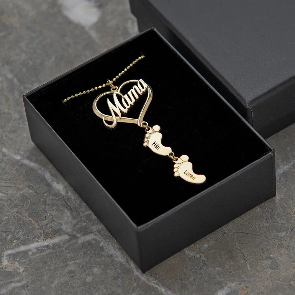 Clara - Forever Rose Box With Mom Baby Feet Necklace