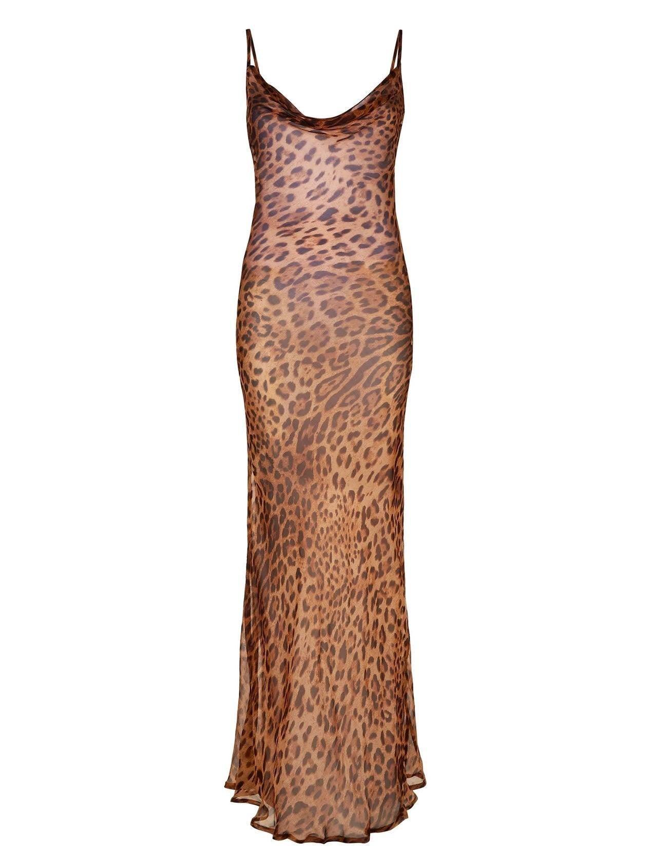 Zora | Leopard Spaghetti Maxi Dress-Dresses-Urban Devyne-Urban Devyne
